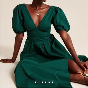 EUC Abercrombie Puff Sleeve Corset Midi Dress